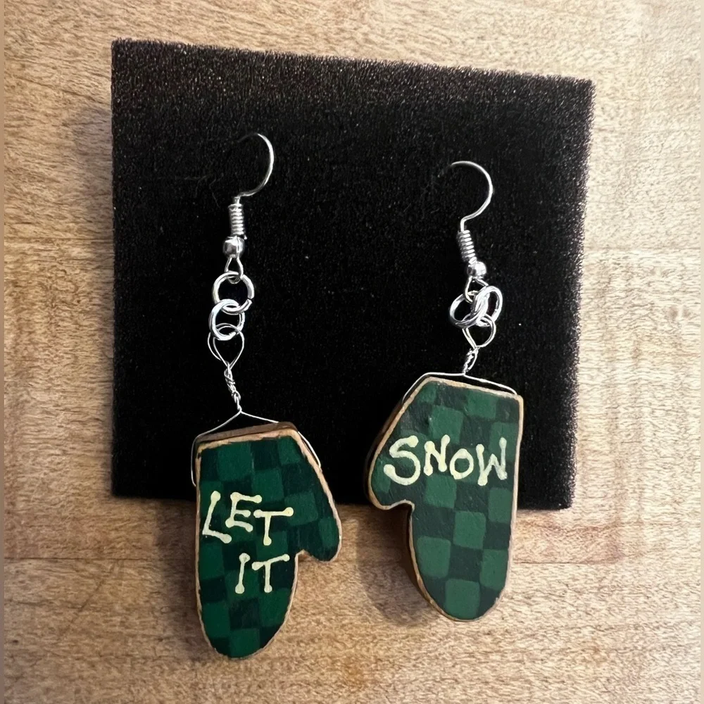 Painted wood earrings